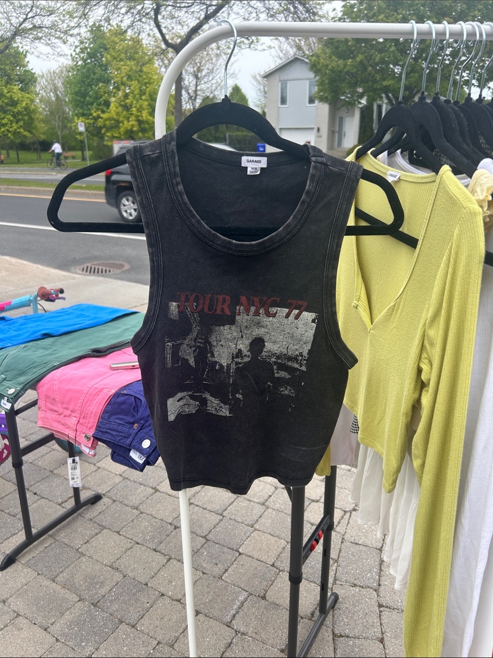Garage Black Graphic Crop Tank with Tour NYC '77 Print